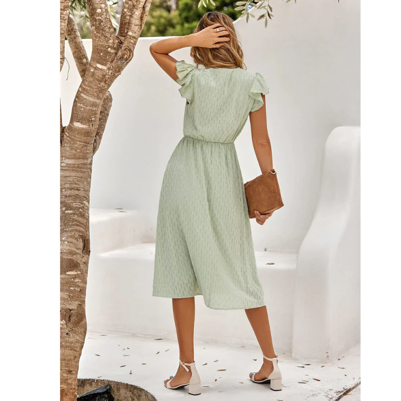 Kurzärmliges Sommerkleid Mit Rüschen | Midi - Image 6