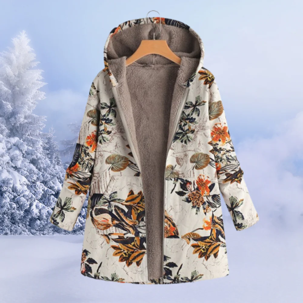 Lange Winterjacke Damen Mit Blumenmuster | Warme - Image 7