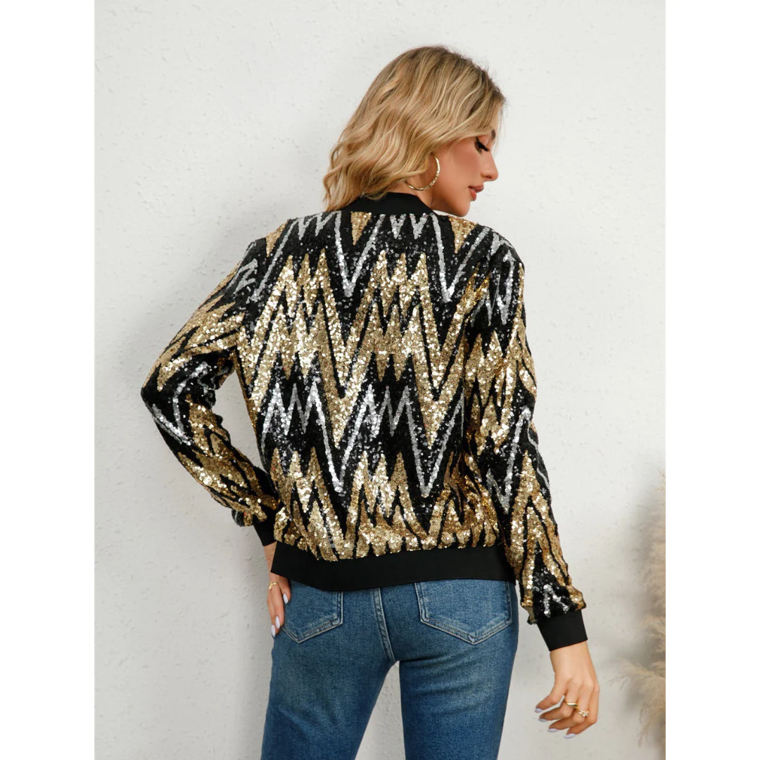 Moderne Reißverschlussjacke für Damen | Pailletten - Image 4