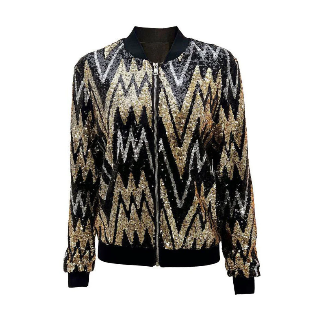 Moderne Reißverschlussjacke für Damen | Pailletten - Image 5