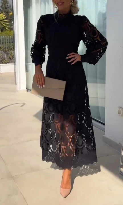 Rollkragenkleid Aus Spitze Für Damen | Midi - Image 3