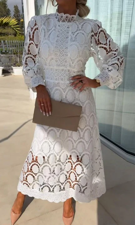 Rollkragenkleid Aus Spitze Für Damen | Midi - Image 4